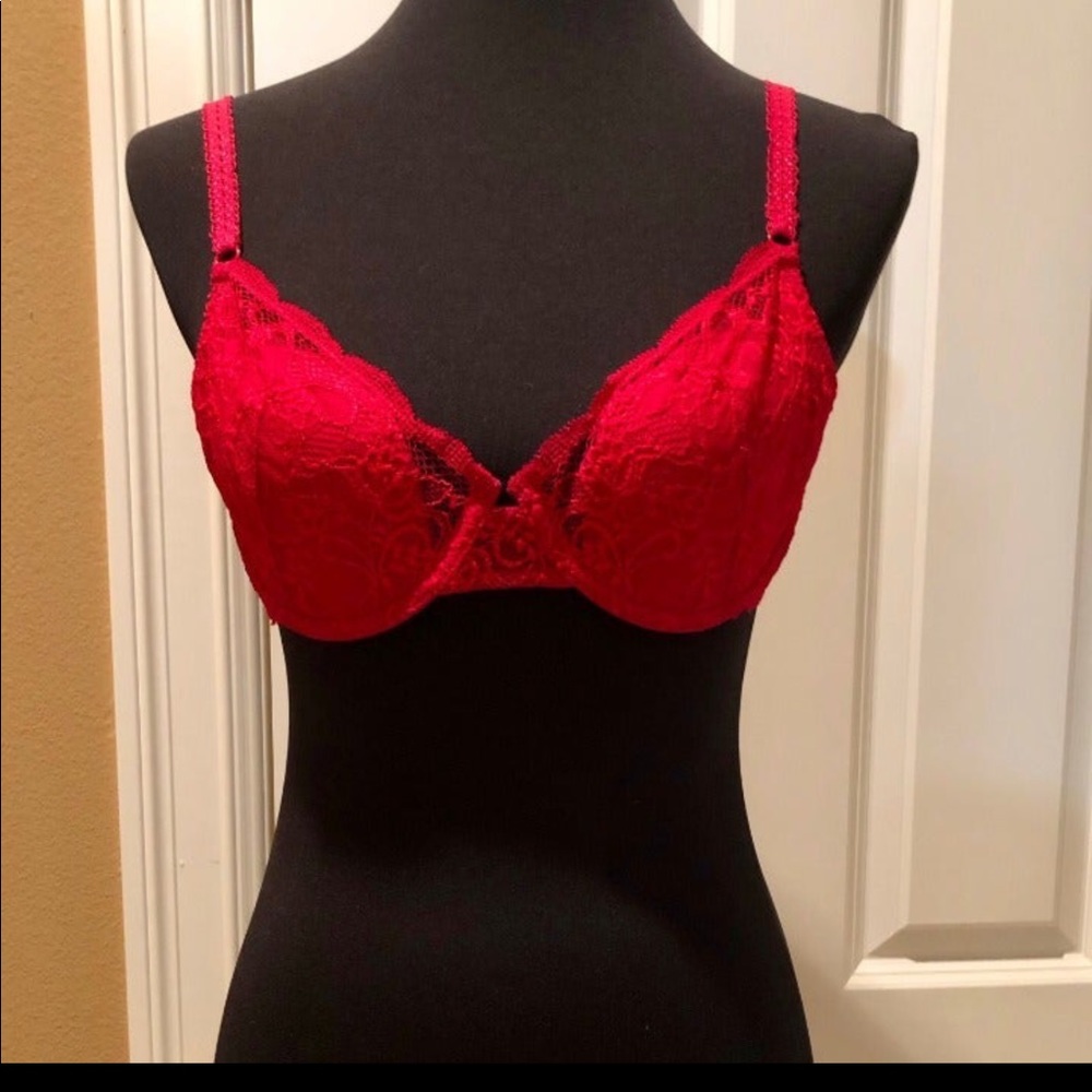 Jezebel Red Underwire Red Lace Bra 36B